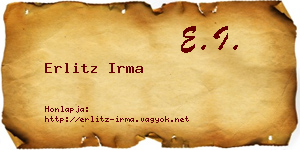 Erlitz Irma névjegykártya